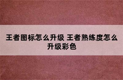 王者图标怎么升级 王者熟练度怎么升级彩色